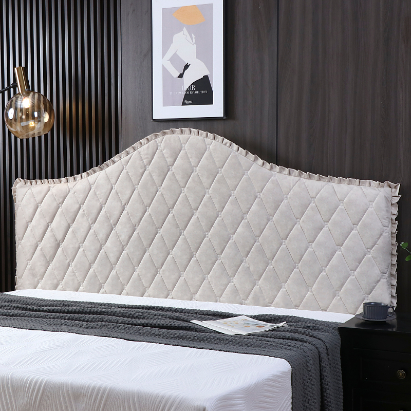 2025新款免洗科技布欧式半圆床头罩凹凸弧形防滑木床头加厚保护套 - 图0