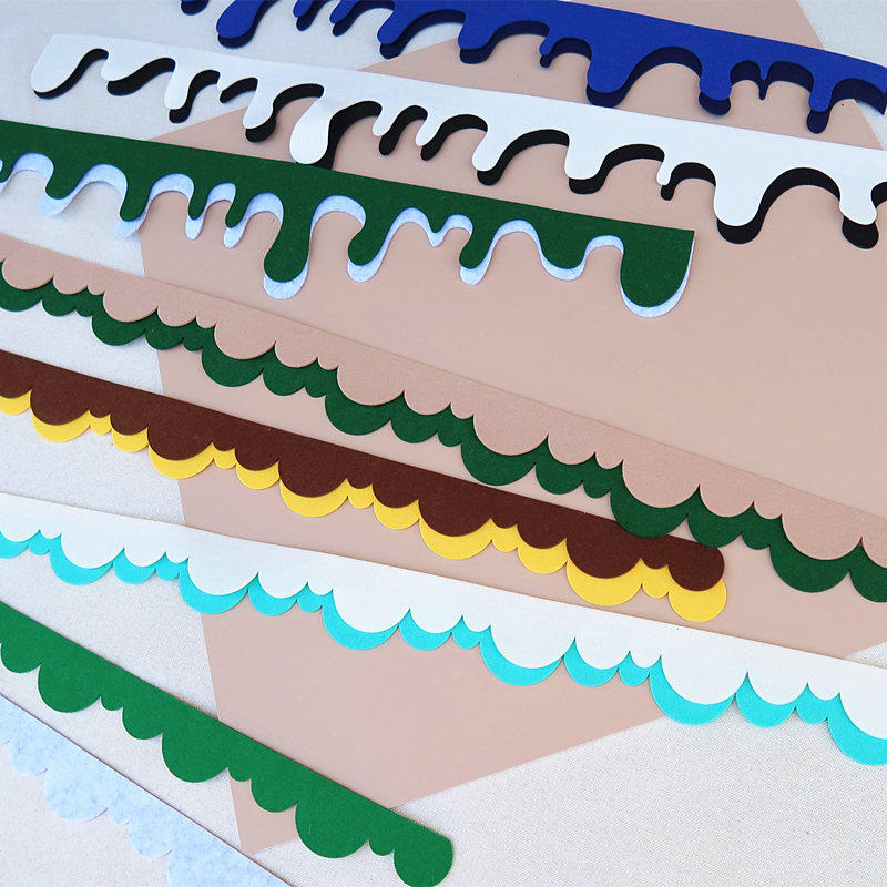 幼儿园环创材料波浪水滴不织布diy栏杆材料黑板报相框贴花边条,淘宝优惠券,粉丝福利购,淘宝优惠卷