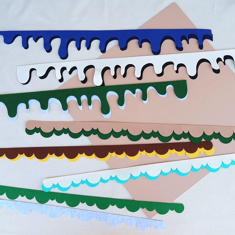幼儿园环创材料波浪水滴不织布diy栏杆材料黑板报相框贴花边条,淘宝优惠券,粉丝福利购,淘宝优惠卷