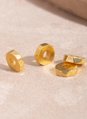 「金色盘缠隔片」古法黄金盘缠项链手链锤纹金圈隔片项链手串配饰