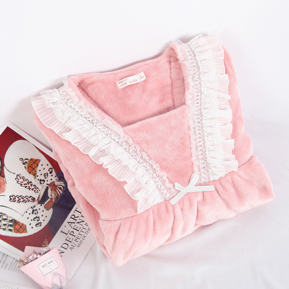 秋冬季珊瑚绒加绒长袖法兰绒睡衣 幻想曲睡裙