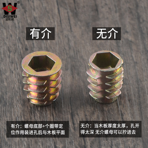 内外牙螺母带介家具预埋螺母合金梯形螺母配件家具连接螺丝紧固件 - 图1