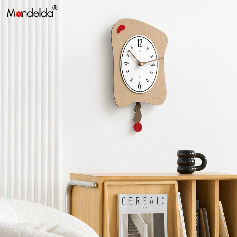 满得达免打孔中古风钟表客厅挂钟网红家用创意摇摆时钟挂墙,淘宝优惠券,粉丝福利购,淘宝优惠卷