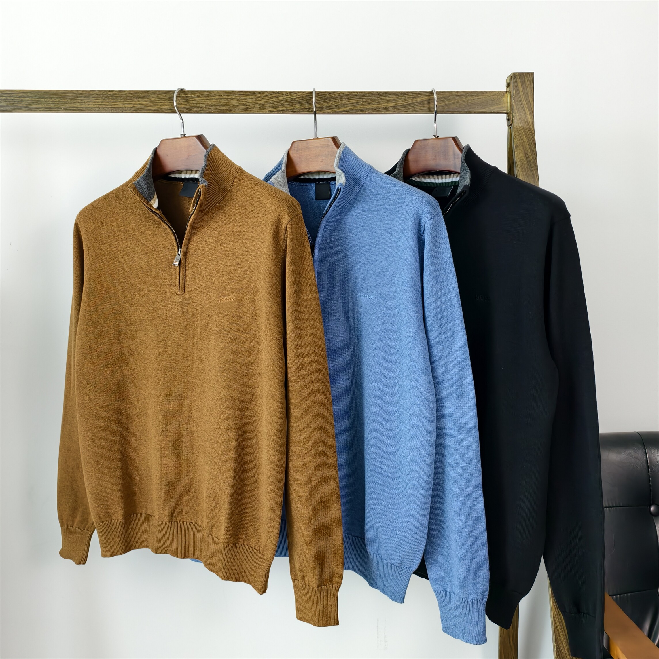 秋冬商务男士立领半拉链针织衫毛衣纯棉线衫休闲长袖纯色针织衫,淘宝优惠券,粉丝福利购,淘宝优惠卷