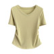 V Neck ບ່າຂວາແຂນສັ້ນ ເສື້ອທີເຊີດແມ່ຍິງ 2025 Summer
