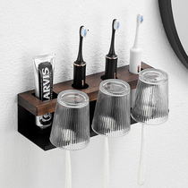 Toothbrush rack free of punch mouthwash cup toothbrushing cup hanging wall toilet wall-mounted shelving electric home solid wood