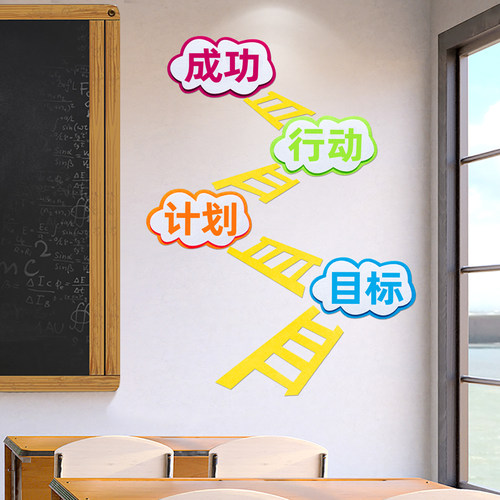 开学布置墙贴小学教室班级装饰励志文化墙背景贴纸EVA自粘贴画 - 图1