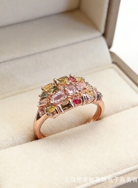 新款彩锆珍珠戒指设计感