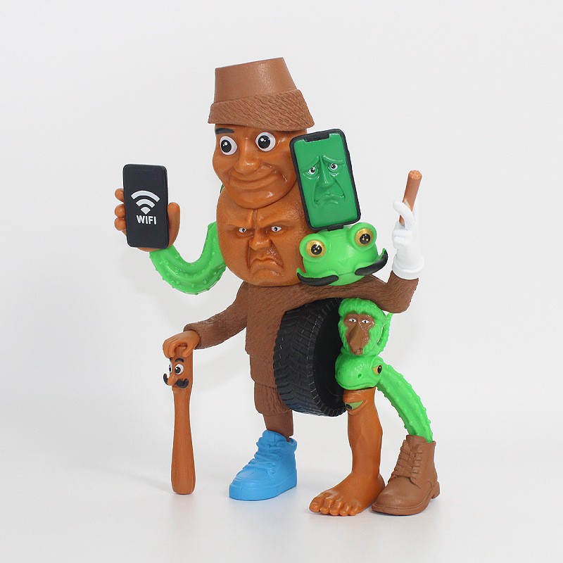 ai山海经融合怪手机WiFi信号魔人木棍人大哥大象手办模型摆件玩具 - 图0