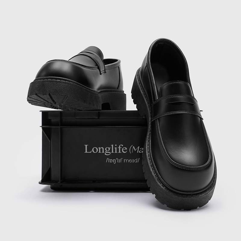 乐福鞋男秋季英伦厚底一脚蹬豆豆鞋黑色百搭时尚休闲大头皮鞋男款,淘宝优惠券,粉丝福利购,淘宝优惠卷