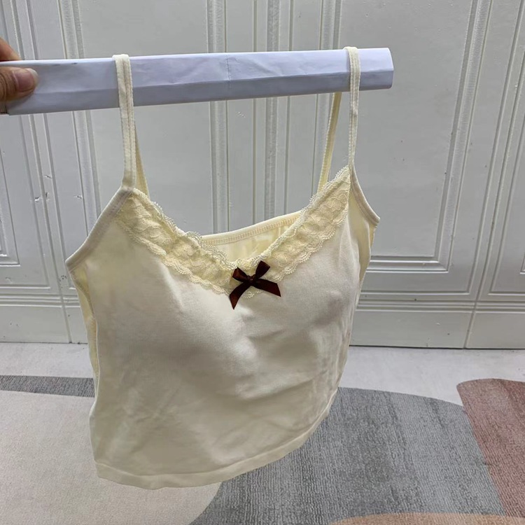 赵露思同款文胸吊带背心辣妹性感打底上衣蕾丝花边带胸垫内衣 - 图3