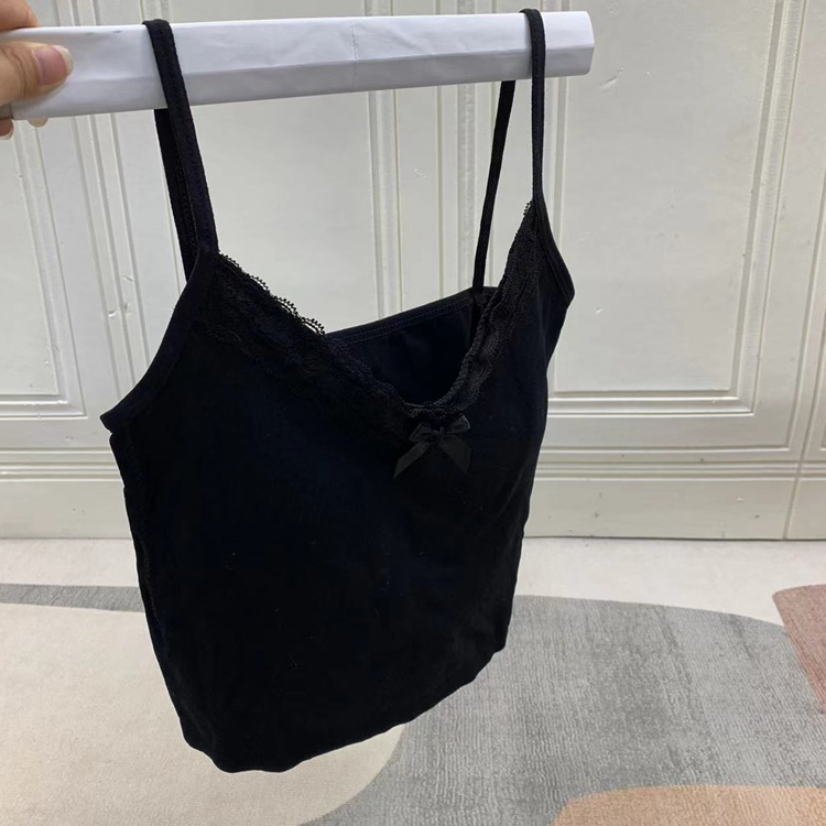 赵露思同款文胸吊带背心辣妹性感打底上衣蕾丝花边带胸垫内衣 - 图1