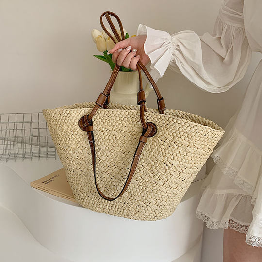 Straw bag women's woven vegetable basket large capacity tote bag