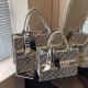 Embroidered tote bag women's portable commuting bag large capacity