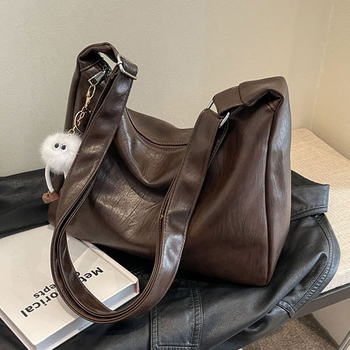 美拉德复古斜挎包包女2025新款潮韩国托特包大容量时尚单肩通勤包 - 图0