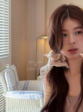 Bellar灰雾粉黛甜美少女百褶发圈