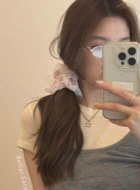 Bellar复古少女蕾丝淡粉发圈