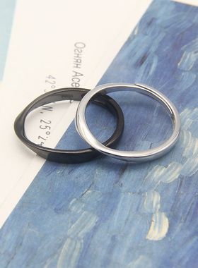 莫比乌斯环情侣戒指对戒纯银男士黑色哑光小众女窄款指环一对刻字