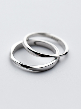 莫比乌斯环情侣戒指s925纯银女生小众指环一对男士无名指闺蜜对戒