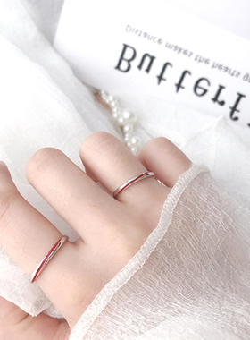 七夕红线戒指情侣纯银一对小众独特设计对戒刻字纪念礼物送女朋友