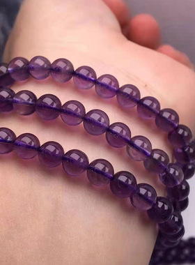 泓缘 ins亚马孙天然梦幻紫水晶手链 乌拉圭紫晶女式饰品手串