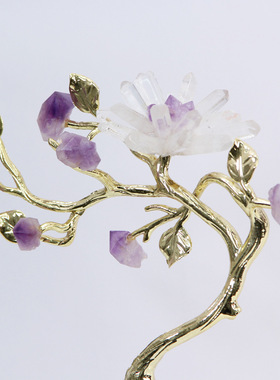 美式轻奢金色树枝紫水晶摆件样板间客厅玄关柜酒柜装饰摆设装饰品