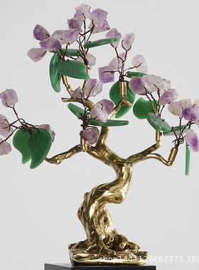 轻奢水晶发财树客厅乔迁新居送礼开枝散叶装饰电视柜玄关客厅摆件