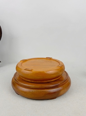 红木鼓形素面工艺品摆件底座实木质奇石头花盆花瓶茶具木座托架