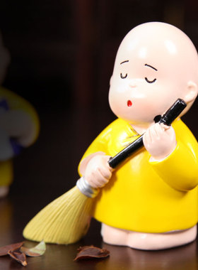 汽车饰品可爱风佛道小和尚底座