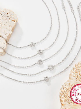 S925纯银手链小众轻奢级感手饰26英文字母镶钻手链女饰品