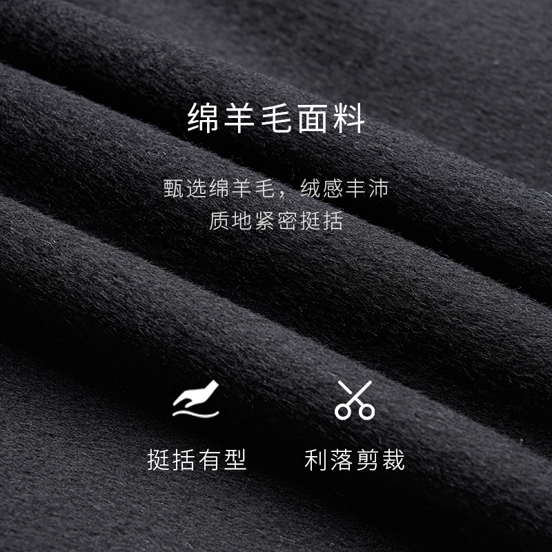 SANDRO2025秋冬新款女装复古绵羊毛立领皮革金属搭扣毛呢大衣外套,淘宝优惠券,粉丝福利购,淘宝优惠卷