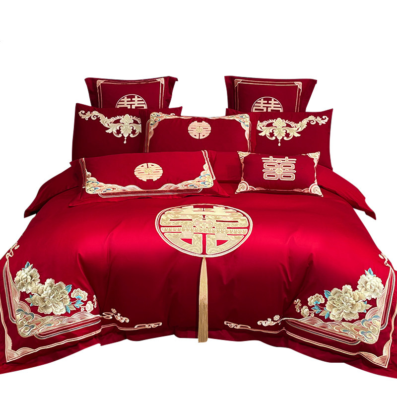 结婚四件套婚庆大红色喜被被套床单磨毛婚嫁高端婚礼床上用品新婚,淘宝优惠券,粉丝福利购,淘宝优惠卷