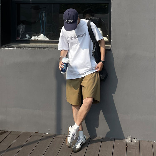 嘿马七作日系复古夏季男士宽松休闲短裤潮牌户外运动工装五分裤子 - 图1