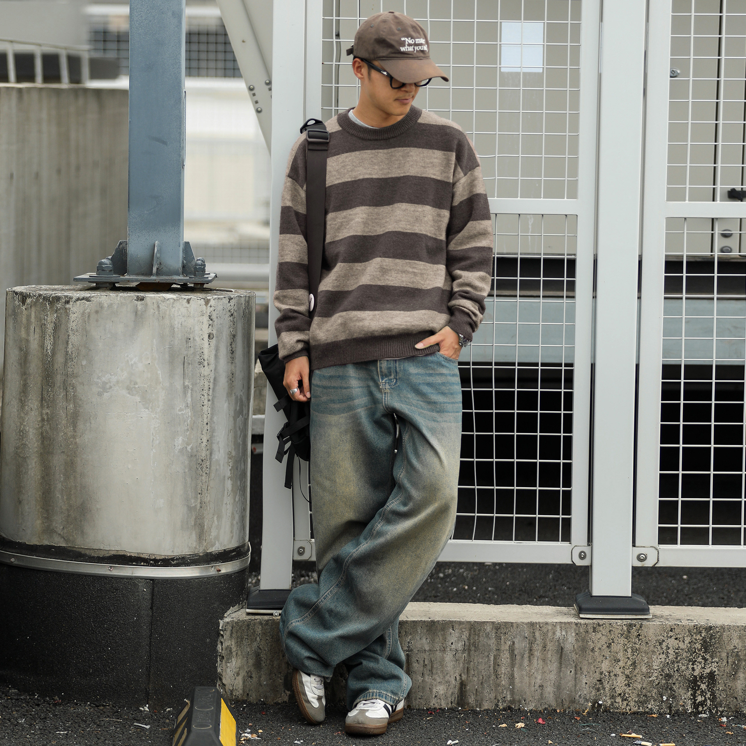 嘿马七作日系复古冬季男士宽松休闲条纹针织毛衣潮牌舒适内搭毛衫,淘宝优惠券,粉丝福利购,淘宝优惠卷