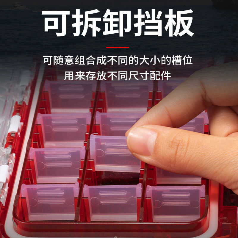钓鱼配件全套双面路亚盒路亚饵盒鱼钩收纳盒双层加厚防水工具渔具 - 图2