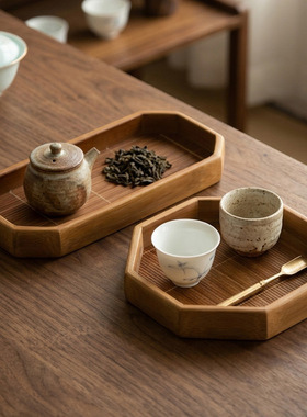 竹席面托盘竹盘家用奉茶盘点心盘
