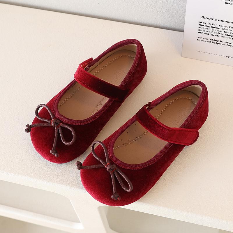韩版童鞋2025春秋季金丝绒女童公主鞋浅口洋气中小女孩单鞋儿童鞋 - 图2
