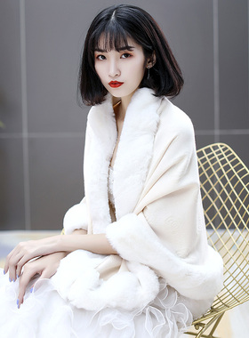 毛披肩旗袍婚礼服大码斗篷韩版女