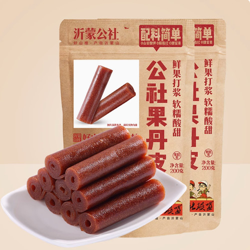 公社联盟山楂果丹皮零食袋装山楂条山楂糕(实发4包)约10根 - 图0