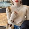 Cashmere sweater women's autumn and winter half turtleneck bottoming sweater thickened knitted sweater inner top loose solid color