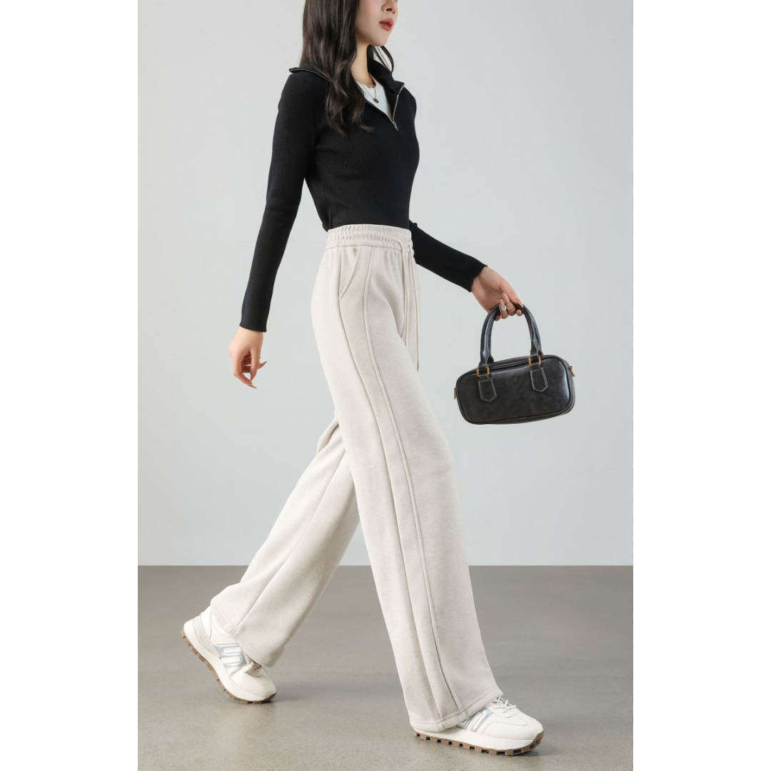 2025 冬高腰秋季显瘦抽绳松紧腰宽松休闲窄版直筒裤女 XL,淘宝优惠券,粉丝福利购,淘宝优惠卷