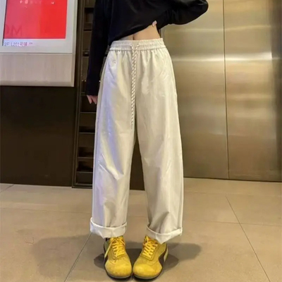 2025韩版气球裤小个子休闲阔腿裤女夏款高腰显瘦复古萝卜裤9分裤