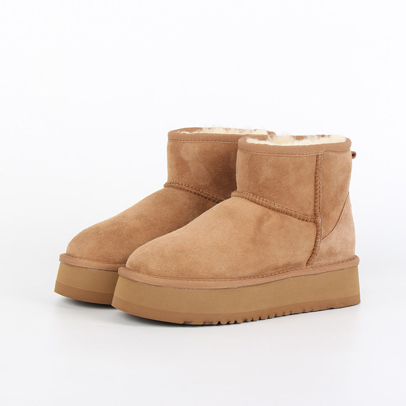 厚底雪地靴女皮毛一体防滑增高外穿女靴秋冬保暖松糕跟短筒冬鞋,淘宝优惠券,粉丝福利购,淘宝优惠卷