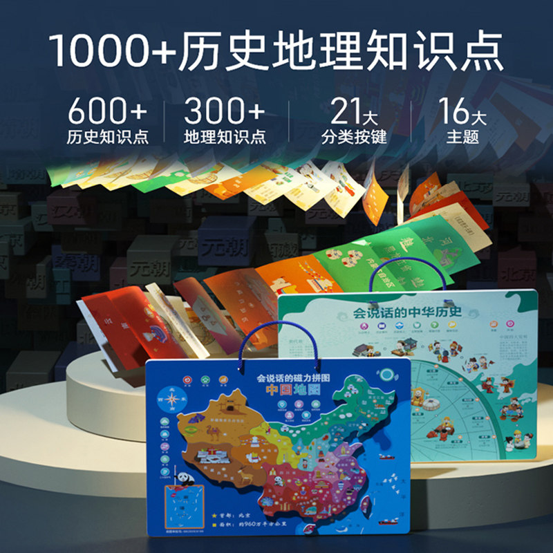会说话的中国地图世界磁力拼图3到6岁早教有声挂图儿童生日礼物儿