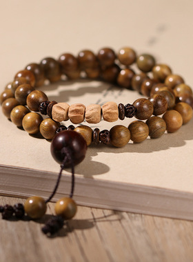 绿檀木佛珠男女通用民族风手串