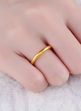 情侣三生三世古法传承沙金戒指