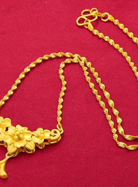 越南沙金女士复古花朵项链