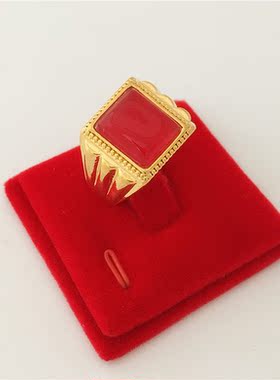 男士黑玛瑙开口戒指仿真黄金