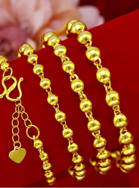 时尚风光面实心转运珠沙金手链