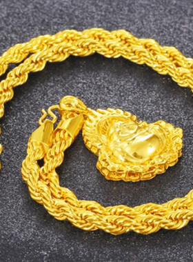 男士麻花镂空观音仿真金项链